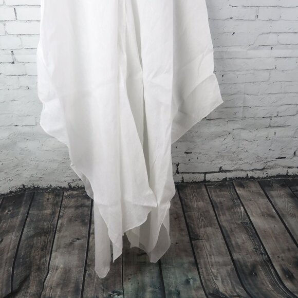 100% CAPRI WHITE LINEN SLEEVELESS V NECK HANDKERCHIEF BEACH COVER UP SIZE MEDIUM - Picture 5 of 9